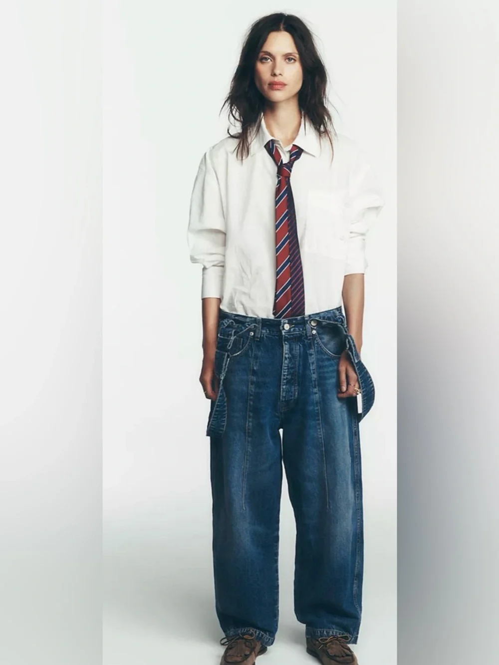 Free People We The Free Berkley Suspender Jeans. NWT. Varsity blues - Picture 5 of 12